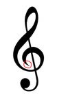 This is called a G clef. The tip in its centre (circled in red) indicates the position on which the G4 pitch is located.