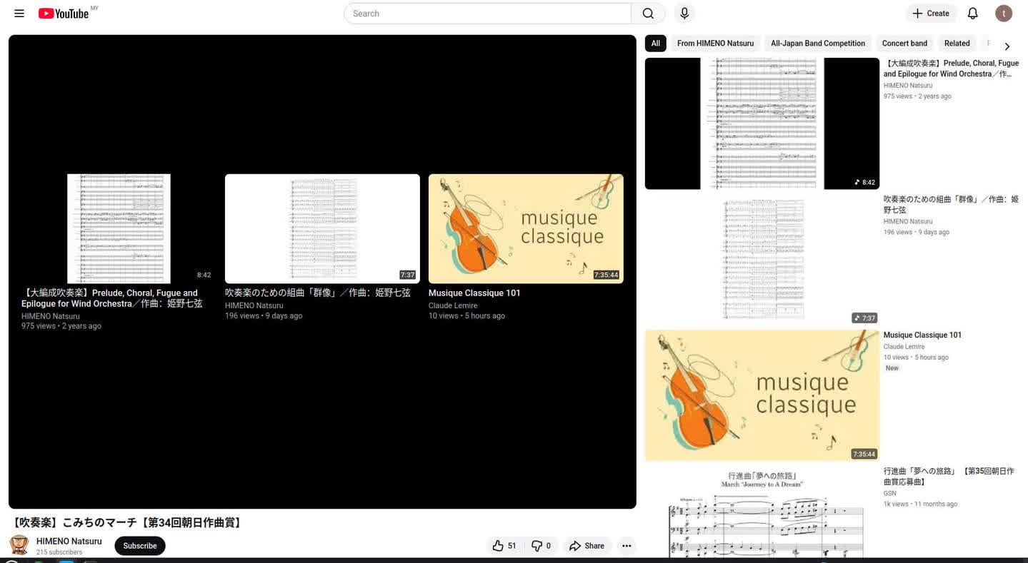 題外話:這個截圖所顯示的影片可以在這裡找,是一位名叫姫野七弦的日本人作曲家的某管樂團作品的 demo。最近偶然發現這位作曲家,他的作品都寫得滿高質的,是個值得我偷師的對象 🤣。