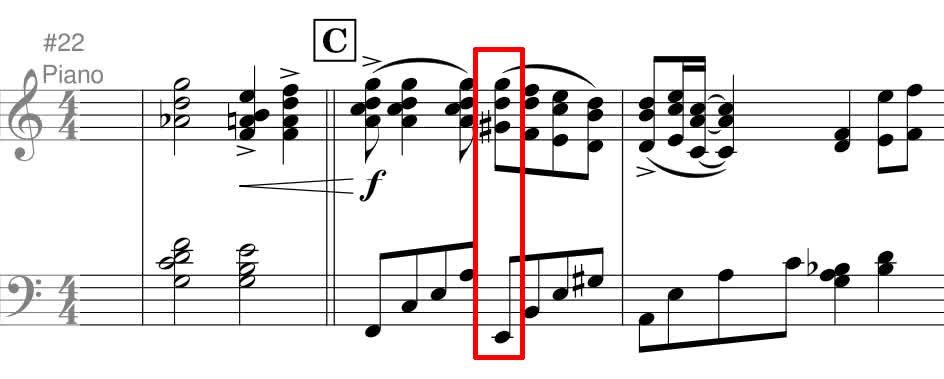 此截圖取自《那個夏天》的某個非官方鋼琴改編版，所以和弦 Voicing 可能不是完全正確，但和弦進行仍然是和原曲一樣的。