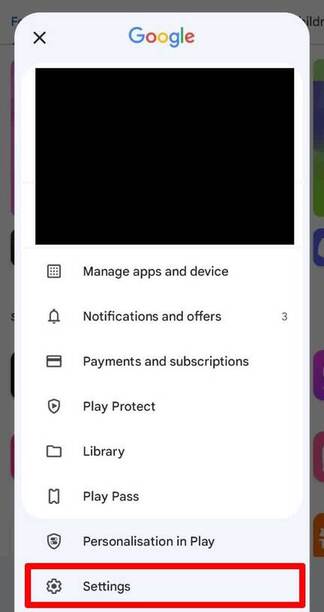 在 Google Play 主選單最下面才找到設定按鈕。